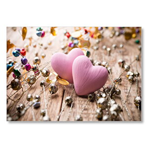 Pembe Dekoratif Kalpler  Mdf Ahşap Tablo 25x35 cm