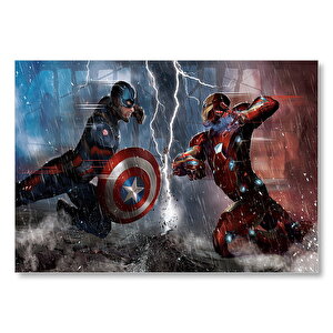 Captain America Iron Man Mdf Ahşap Tablo 35x50 cm