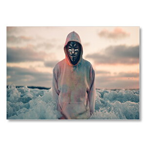 Okyanus Anonymous Maske  Mdf Ahşap Tablo 50x70 cm