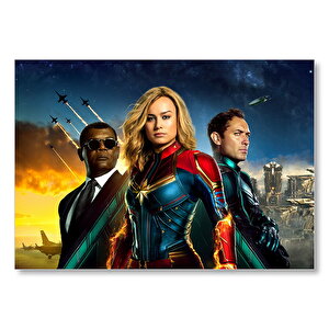 Captain Marvel Brie Larson Samuel Jackson Ve Jude Law Mdf Ahşap Tablo 25x35 cm