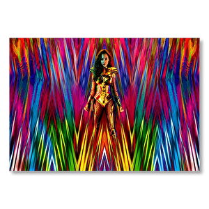 Wonder Woman Rengarenk Şeritler Mdf Ahşap Tablo 35x50 cm