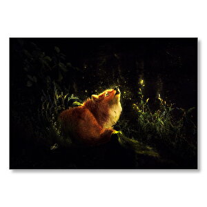 Ormanın Derinliklerinde Uluyan Tilki  Mdf Ahşap Tablo 25x35 cm