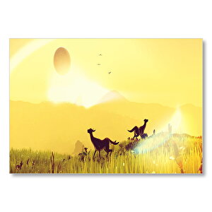 No Man's Sky Çayırda Yaratıklar  Mdf Ahşap Tablo 25x35 cm