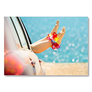 Mutluluk Araba Camı Ayaklar Dışarıda  Mdf Ahşap Tablo 35x50 cm