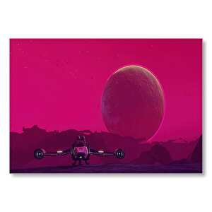 No Man's Sky Uzay Gemisi Ve Dev Gezegen  Mdf Ahşap Tablo 25x35 cm