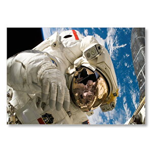 Nasa Astronotu Dünya Manzarası  Mdf Ahşap Tablo 35x50 cm