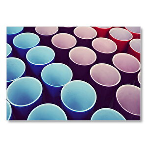 Mavi Mor Kırmızı Kupalar  Mdf Ahşap Tablo 25x35 cm