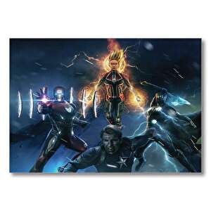 Avengers Captain Marvel Captain America Thor Ve Iron Man Mdf Ahşap Tablo 25x35 cm