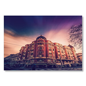 Mimari Kırmızı Köşe Bina  Mdf Ahşap Tablo 25x35 cm