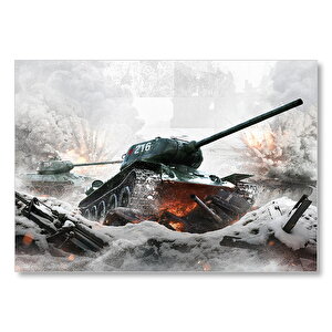 T 34 Rus Tankı Mdf Ahşap Tablo 35x50 cm