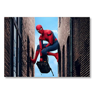 Spiderman Eve Dönüş Havada Asılı Mdf Ahşap Tablo 35x50 cm