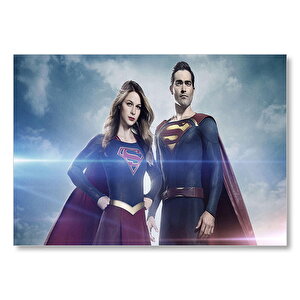 Superman Ve Supergirl Mdf Ahşap Tablo 35x50 cm
