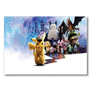 Detective Pikachu Ve Pokemonlar Mdf Ahşap Tablo 35x50 cm