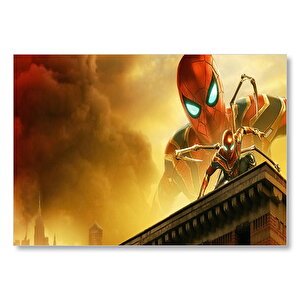 Spiderman Evden Uzakta Demir Örümcek Çatıda Mdf Ahşap Tablo 25x35 cm