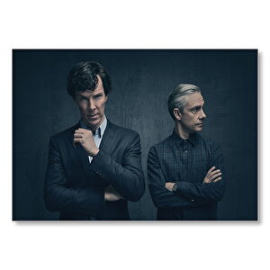 Sherlock Ve Dr.watson Görseli Mdf Ahşap Tablo 50x70 cm