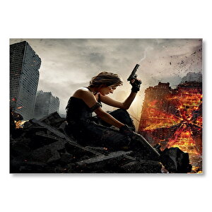 Resident Evil Milla Yıkıntılar Üzerinde Mdf Ahşap Tablo 50x70 cm