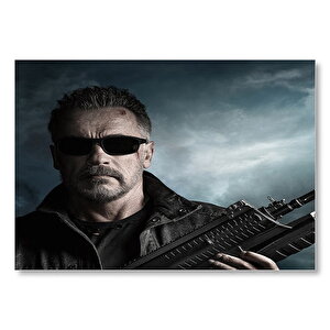 Terminator Dark Fate Arnold Silahlı Mdf Ahşap Tablo 35x50 cm