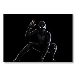 Spiderman Siyah Kyafetli Görsel Mdf Ahşap Tablo 35x50 cm