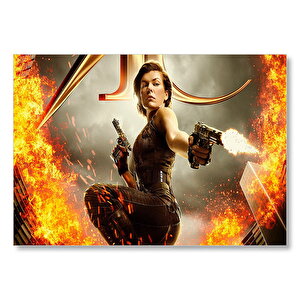 Resident Evil Final Chapter Milla Jovovich Silahlı Mdf Ahşap Tablo 50x70 cm