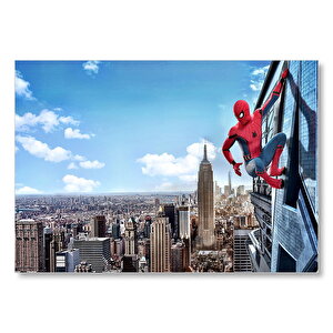 Spiderman Eve Dönüş Binaya Asılı Mdf Ahşap Tablo 25x35 cm