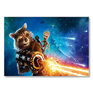 Rocket Racoon Ve Baby Groot Mdf Ahşap Tablo 50x70 cm