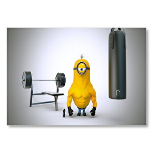 Minion Body Building Görseli Mdf Ahşap Tablo 50x70 cm