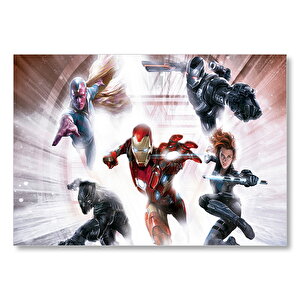 Civil War Iron Man Black Widow Falcon Black Panther Mdf Ahşap Tablo 25x35 cm