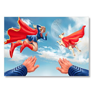 Supergirl Superdog Artwork Mdf Ahşap Tablo 35x50 cm