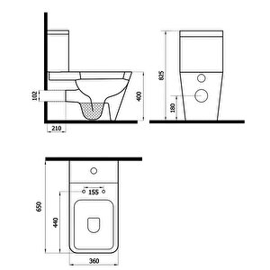 Loft Kanallı Duvara Sıfır Klozet 5822 (LOF.K022), Newarc Loft Yavaş Kapak 7420
