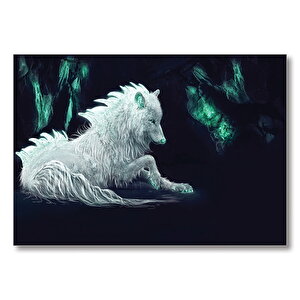 Fantezi Beyaz Kurt Mdf Ahşap Tablo 50x70 cm