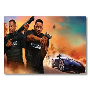 Martin Lawrence Ve Will Smith Silahlı Görsel Mdf Ahşap Tablo 35x50 cm
