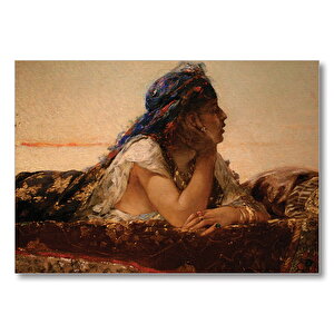 Uzanan Kadın Yağlıboya Mdf Ahşap Tablo 35x50 cm