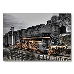 Nostaljik Kara Tren Görseli Mdf Ahşap Tablo 35x50 cm