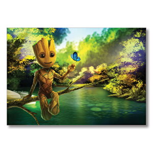 Doğada Baby Groot Görseli Mdf Ahşap Tablo 35x50 cm