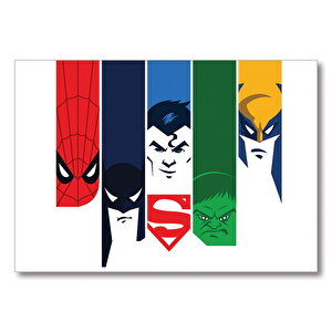 Batman Spider Man Superman Hulk Wolverine Artwork Mdf Ahşap Tablo 50x70 cm