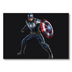 Captain America Siyah Zemin Mdf Ahşap Tablo 35x50 cm
