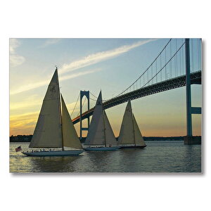 Rhode Island Köprü Yelkenliler Mdf Ahşap Tablo 25x35 cm