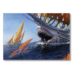 Canavar Gemi Yağlıboya Görseli Mdf Ahşap Tablo 25x35 cm