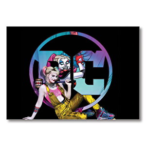 Harley Quinn Ve Dc Logo Görseli Mdf Ahşap Tablo 35x50 cm