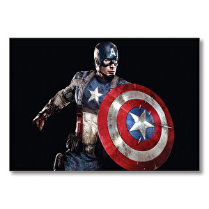 Captain America Ve Kalkanı Mdf Ahşap Tablo 35x50 cm
