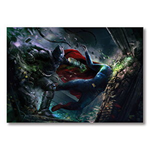 Batman Superman Ezici Yumruk Mdf Ahşap Tablo 50x70 cm