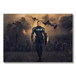 Captain America Gecede Savaş Mdf Ahşap Tablo 50x70 cm