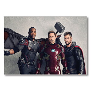 Avengers Infinity War Falcon, Iron Man Ve Thor Mdf Ahşap Tablo 35x50 cm