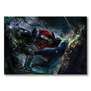 Batman Superman Ezici Yumruk Mdf Ahşap Tablo 35x50 cm