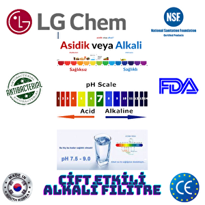 Lg Chem Platinum Si̇yah  7 Fi̇li̇tre 14 Aşama Mi̇neral Ve Alkali̇ Ph Fi̇li̇treli̇ Su Aritma Ci̇hazi.90 GPD NANO MEMBRANE