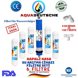 Aqua Deutsche Kapali Kasa Su Aritma Ci̇hazi 6 Li̇ Inline Fi̇li̇tre Seti̇ Mi̇neral Fi̇li̇treli̇ İthal Ürün