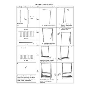 Ahşap Ayaklı Askılık 2 Raflı 148x86 Cm