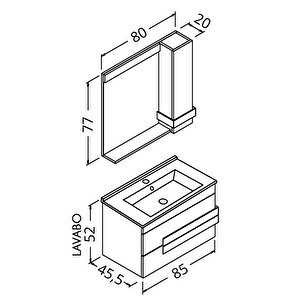 Neon 85 Cm Banyo Dolabı - Boy Dolap Hariç