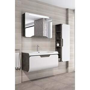Tales 100 Cm Banyo Dolabı Retro Gümüş / Beyaz - Boy Dolap Hariç