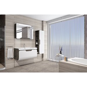 Tales 100 Cm Banyo Dolabı Retro Gümüş / Beyaz - Boy Dolap Hariç